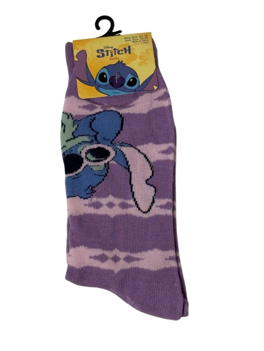 Disney Stitch Purple Crew Socks Adult NWT